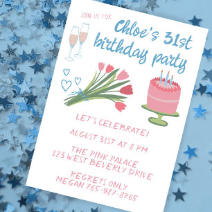 Invitation Fête d'Anniversaire de Whimsday Girlie Cute Custom