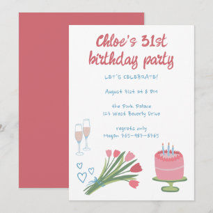 Invitation Fête d'Anniversaire de Whimsday Girlie Cute Custom