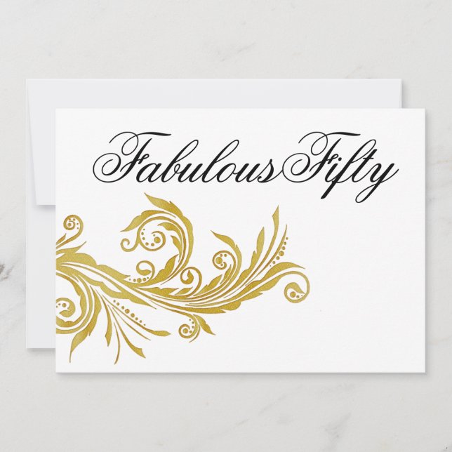 Invitation Fête d'anniversaire de White and Gold Swirl (Devant)