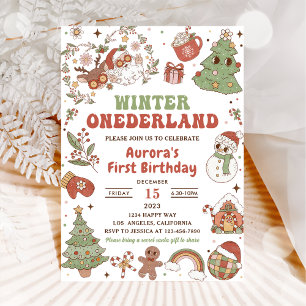 Invitation Fête d'anniversaire de Winter Onederland Cute Groo