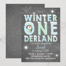 Fête d'anniversaire de Winter Onederland invitatio