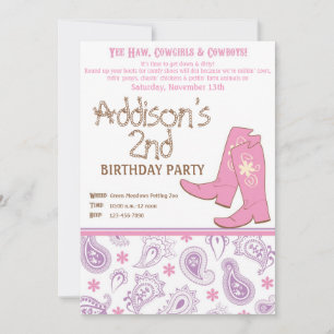 Invitation Fête d'anniversaire de Yee Haw