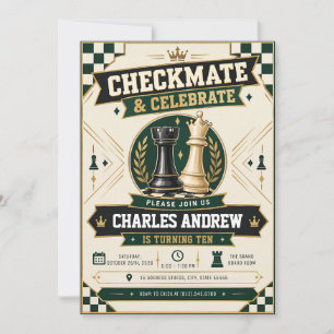 Invitation Fête d'anniversaire d'échecs personnalisée
