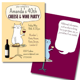 Invitation Fête d'anniversaire dégustation de fromage de chat