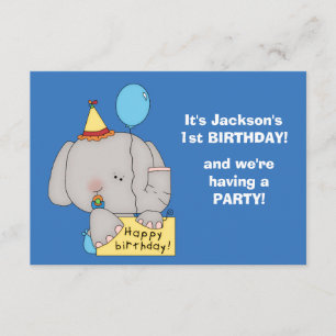 Invitation Fête d'anniversaire d'éléphant de bébé ?ère