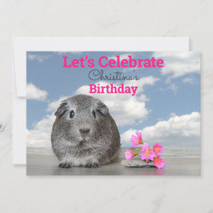 Invitation Fête d'anniversaire d'enfant Cochon d'Inde mignon