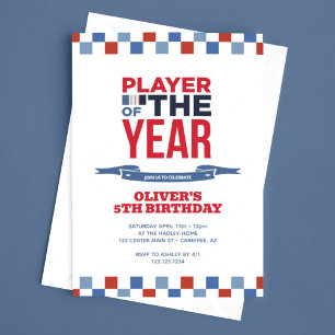 Invitation Fête d'anniversaire d'enfant joueur de sport
