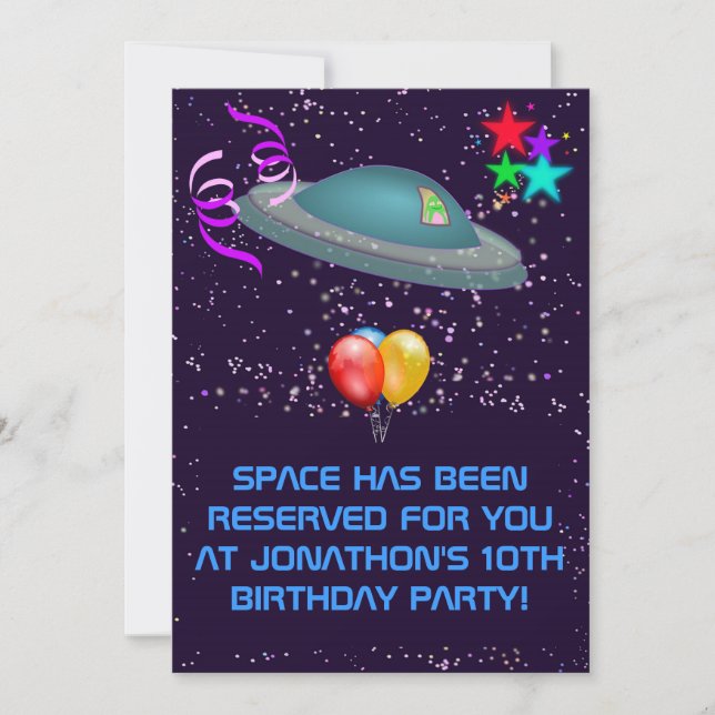 Invitation Fête d'anniversaire d'enfants Alien de l'espace (Devant)