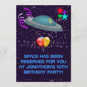 Invitation Fête d'anniversaire d'enfants Alien de l'espace