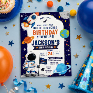 Invitation Fête d'anniversaire d'enfants Astronaute dans l'es