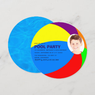 Invitation Fête d'anniversaire d'enfants en été à la piscine/
