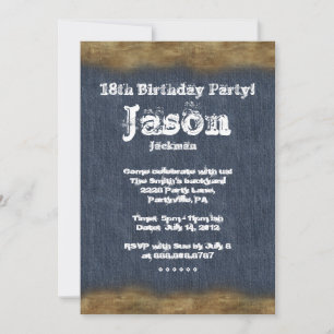 Invitation Fête d'anniversaire Denim Leather