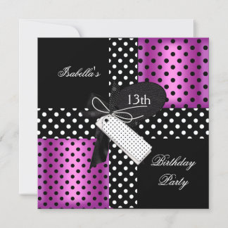 Invitation Fête d'anniversaire des 13 ans adolescentes