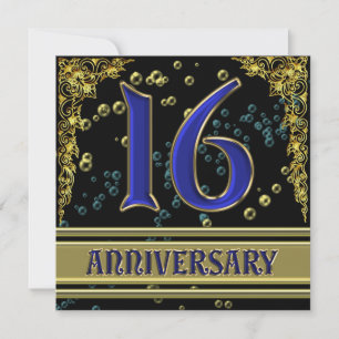 Invitation Fête d'anniversaire des 16 ans Black and Gold