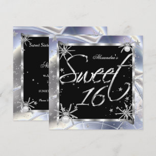 Invitation Fête d'anniversaire des 16 ans des Sweet 16 Silver