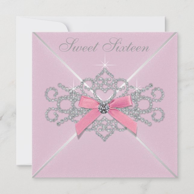 Invitation Fête d'anniversaire des 16 ans Sweet 16 diamants b (Devant)