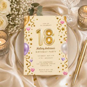 Invitation Fête d'anniversaire des 18 ans de la fille glamour