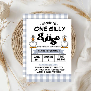 Invitation Fête d'anniversaire des 1 an de One Silly Goose Bo