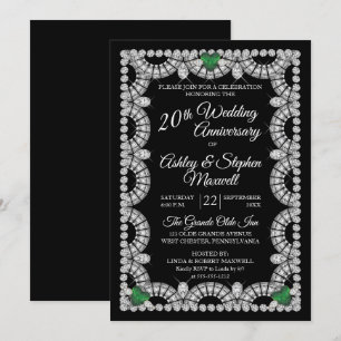 Invitation Fête d'anniversaire des 20 ans de mariage Émeraude
