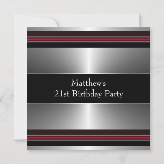 Invitation Fête d'anniversaire des 21 ans de l'homme rouge no (Devant)