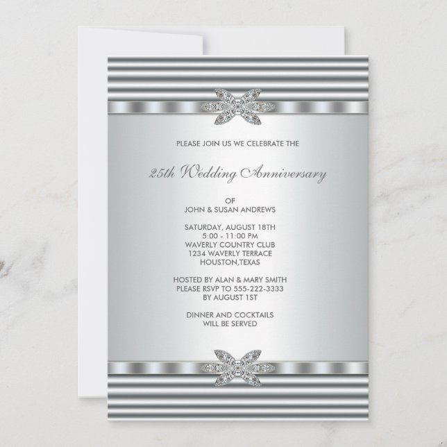 Invitation Fête d'anniversaire des 25 ans de Diamond Silver (Devant)