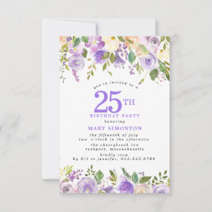 Invitation Fête d'anniversaire des 25 ans de PETITE Rose flor
