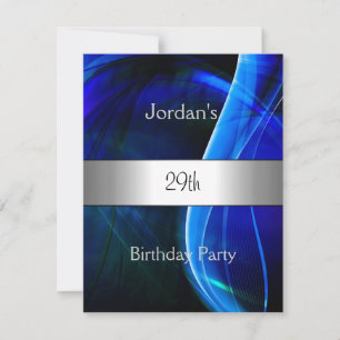 Invitation Fête d'anniversaire des 29 ans de Blue Swirl Silve