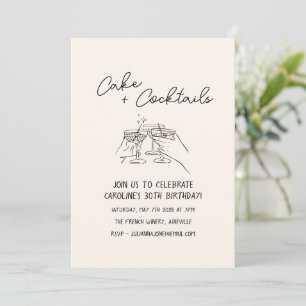 Invitation Fête d'anniversaire des 30 ans avec cocktail manus