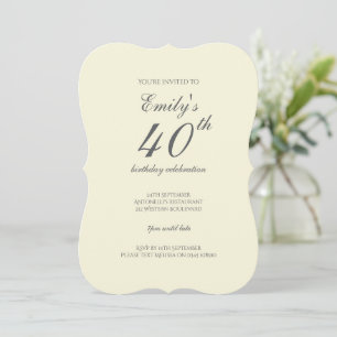 Invitation Fête d'anniversaire des 40 ans crème élégante mode