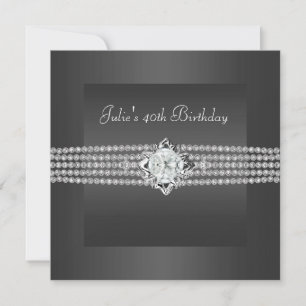 Invitation Fête d'anniversaire des 40 ans de femme Black Diam