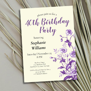 Invitation Fête d'anniversaire des 40 ans de la femme aux fle