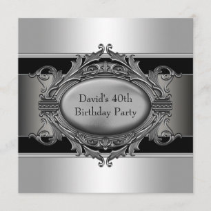 Invitation Fête d'anniversaire des 40 ans d'un homme en noir