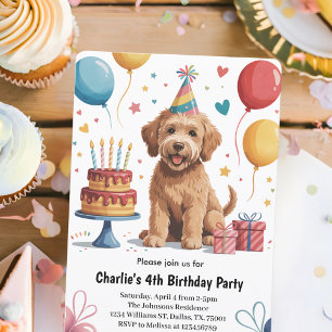 Invitation Fête d'anniversaire des 4 ans de Cute Kids Puppy D