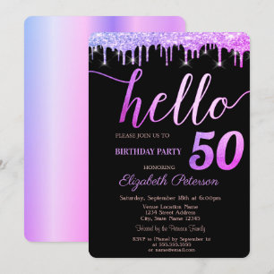 Invitation Fête d'anniversaire des 50 ans aux gouttes de pail