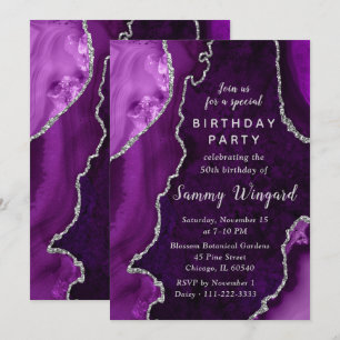 Invitation Fête d'anniversaire des 50 ans avec billes d'agate