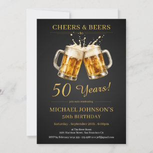 Invitation Fête d'anniversaire des 50 ans Cheers and Beers é