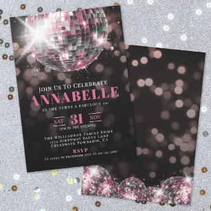 Invitation Fête d'anniversaire des 50 ans de Black Pink Adult