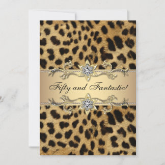 Invitation Fête d'anniversaire des 50 ans de la femme Leopard