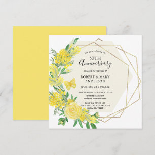 Invitation Fête d'anniversaire des 50 ans de Rose Fleur Jaune