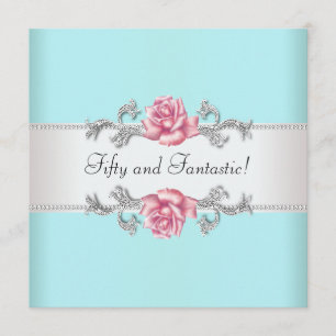 Invitation Fête d'anniversaire des 50 ans d'une femme avec de