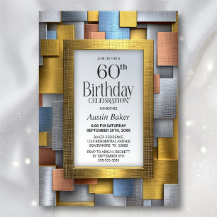 Invitation Fête d'anniversaire des 60 ans Or Argent Moderne
