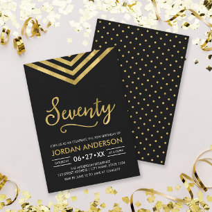 Invitation Fête d'anniversaire des 70 ans avec motif chevron 