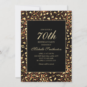 Invitation Fête d'anniversaire des 70 ans Bronze Or Léopard N