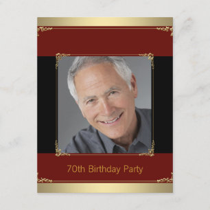 Invitation Fête d'anniversaire des 70 ans élégante rouge, noi