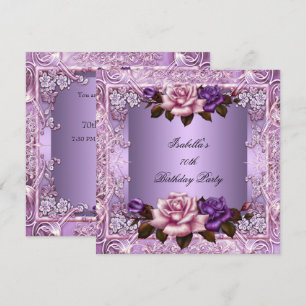 Invitation Fête d'anniversaire des 70 ans Rose Mauve Lilas Él