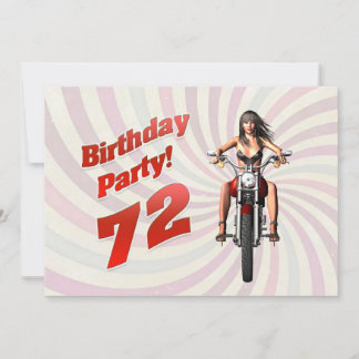 Invitation fête d'anniversaire des 72 ans avec une fille sur