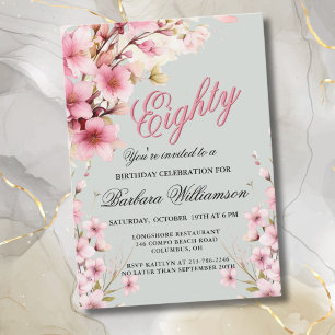 Invitation Fête d'anniversaire des 80 ans d'élégance florale 