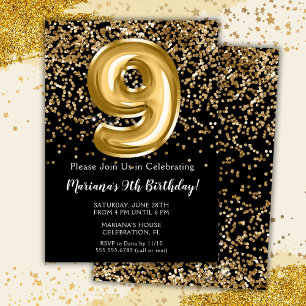 Invitation Fête d'anniversaire des 9 ans de Black Gold Kids G