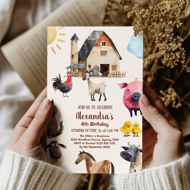 Invitation Fête d'anniversaire des animaux de ferme (Créateur téléchargé)