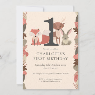 Invitation Fête d'anniversaire des Animaux de la Forêt